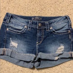 Silver jean shorts, size 29